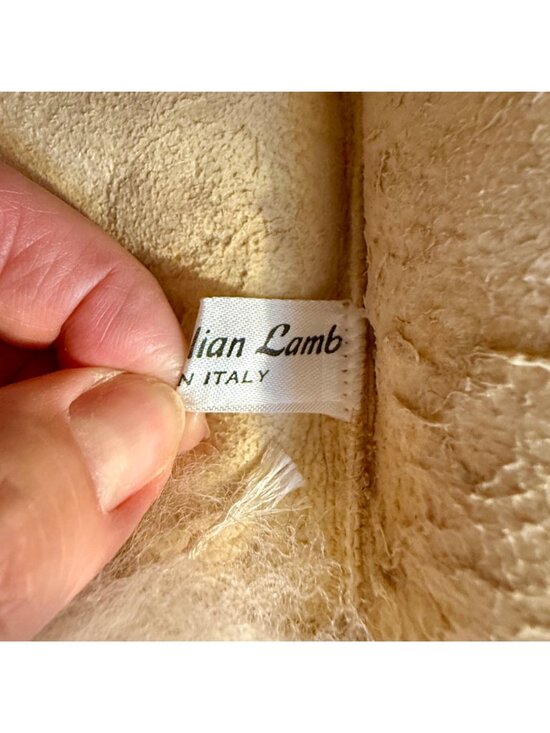 Vintage 60s 70s Italian Lamb Fur Trapper Hat Hood Pompom Ski Bonnet White Made I main image 7